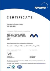 Matplat Pvt Ltd ISO 9001: 2015 Certificate